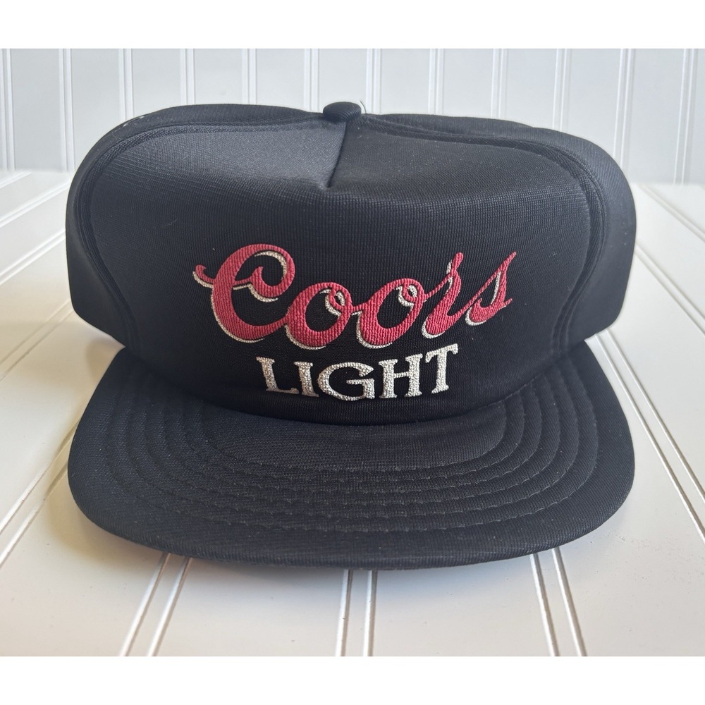 vintage black Coors Light Beer trucker baseball hat cap snapback One Size